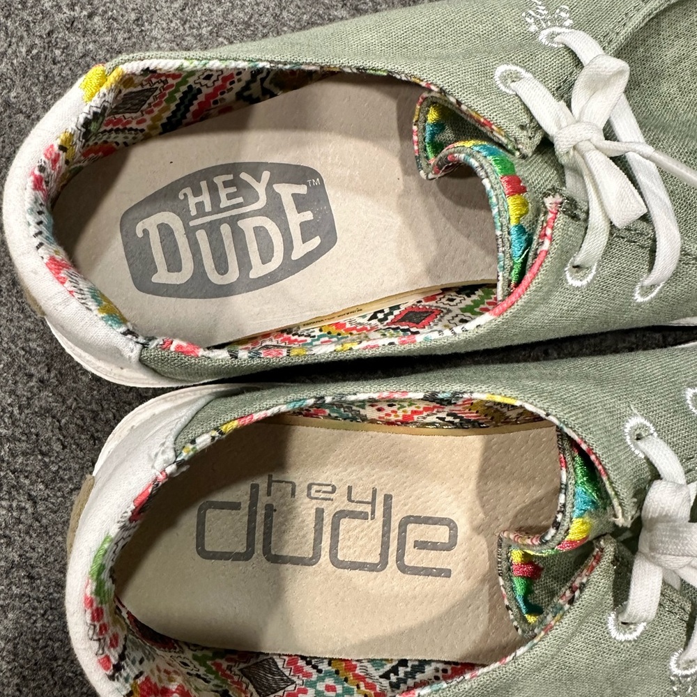 Hey Dude Green and White Loafers Slip-Ons - Picture 3 of 5